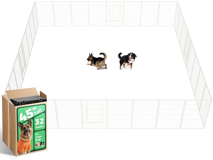 FXW Rollick Unleashed Dog Playpen, 45in, 32 Panels, Large, White