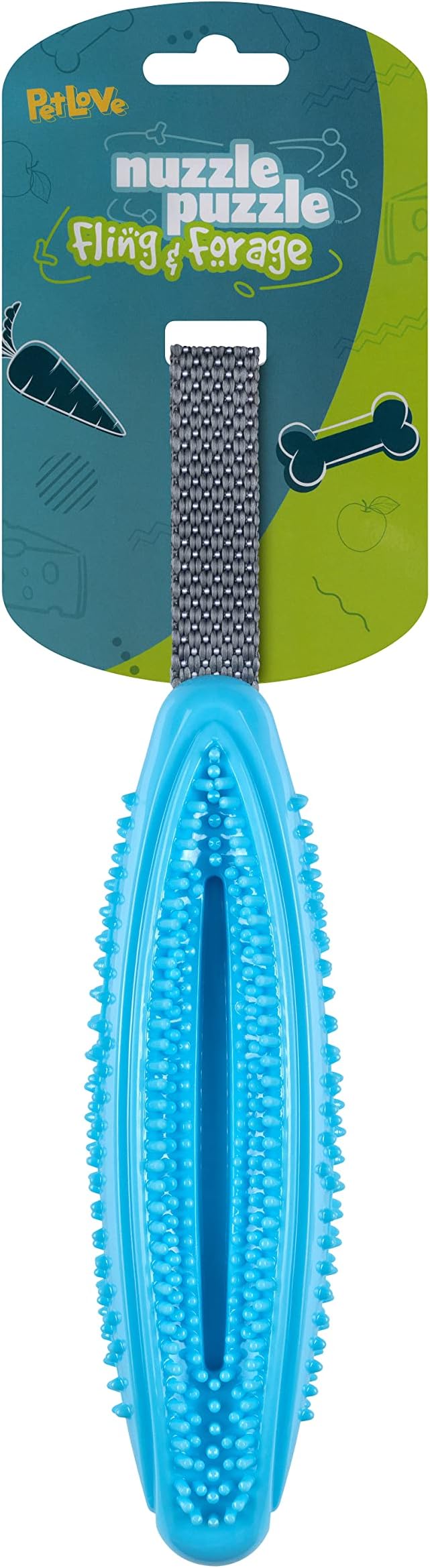 PetLove Nuzzle Puzzle Fling N Forage Stick, Interactive, Dual Textured, Enrichment, Foraging Dog Treat Toy, Retrieval & Fetch Toy, Fill with Treats, Paste and Food