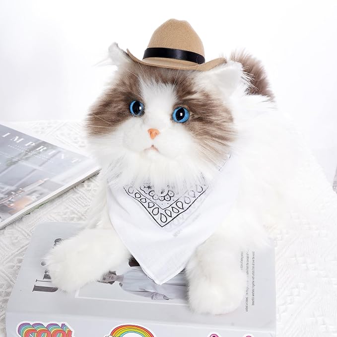 choyaxo Dog Halloween Costumes Pet Cowboy Costume for Dogs Cat Cowboy Hat with Bandana, Cowboy hat:5*6*2inch/ 13*15*5cm, it has a chin strap that make it suitable for most pet. Bandana is 21.5*21.5inch/45*45cm, can be folded for your dog or cat., Khaki
