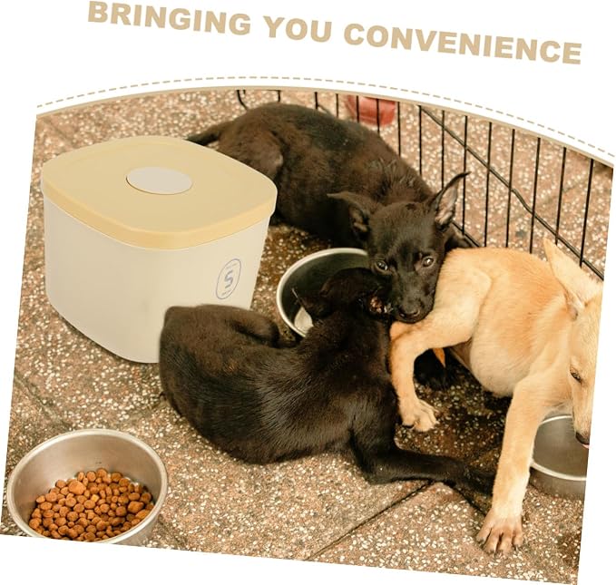 COLLBATH Pet Food Storage Container Small Airtight Dog Food Holder Yellow Vacuum Sealed Grain, Small, Yellow