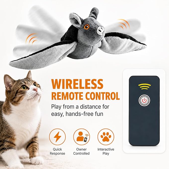 Flying Bat Dog Toy, 2026 New Interactive Flying Bat Toy for Dogs with Flapping Wings, Realistic Flight Motion and Chirping Sound, Indoor Chase Toy for Exercise, Play and Boredom Relief (Owl)