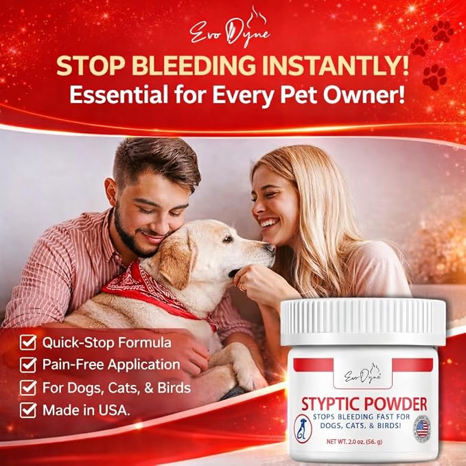 Evo Dyne Styptic Powder 3-Pack 2 oz for Dogs, Cats & Birds