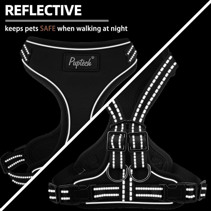 PUPTECK Dog Harness and Leash Set Small Sized, Adjustable Reflective Escape Proof Puppy Vest, No Pull Walking Harness Easy Control