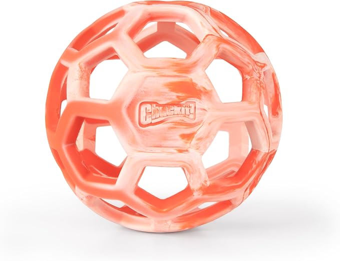 Chuckit! Holee Roller Dog Treat Puzzle Ball, Medium (2.5"), Orange – Interactive Treat & Chew Puzzle Toy for Dogs 20–60 lb – Durable Rubber Fetch Ball for Mental Stimulation – Pack of 1
