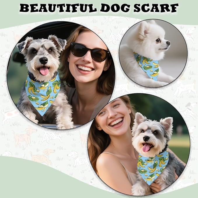 Forchrinse Banana Dog Bandanas Triangle Dog Bib Scarf, One Size, Polyester, Banana