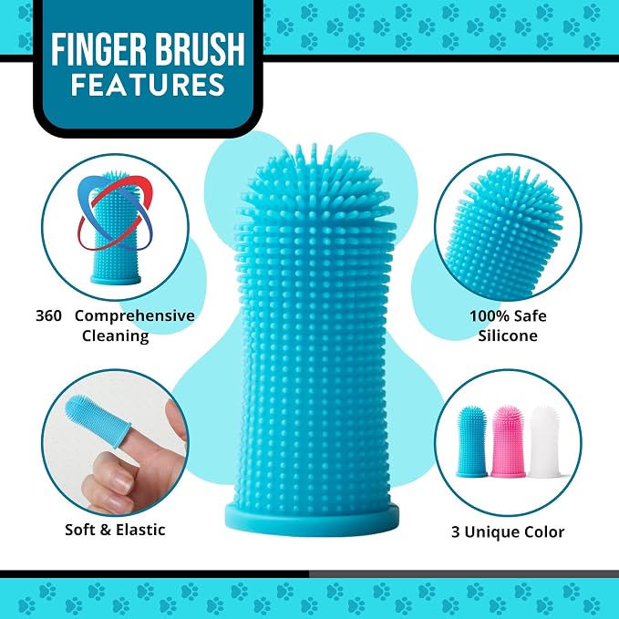 Dog Finger Toothbrush – Soft Silicone Finger Brush for Dogs & Puppies – Gentle Dental Care for Pets – Easy-to-Use Dog Toothbrush for Small, Medium & Large Breeds (Blue/White)