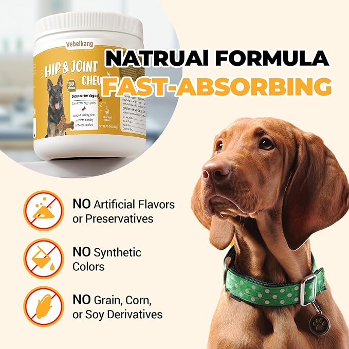 360 Chews Glucosamine Chondroitin Joint Chews for Dogs, Chicken Flavor 13 in 1 with Glucosamine, Chondroitin, MSM, Omega-3 Support Hip & Joint Support - Joint Pain Relief Flavored Fit All Breed