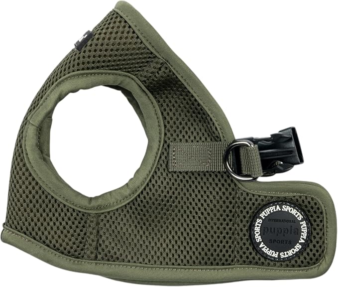Puppia Soft Vest Dog Harness Step-in Padded Mesh No Choke No Pull Comfortable Walking Running Training for Small Dogs, Khaki, XL