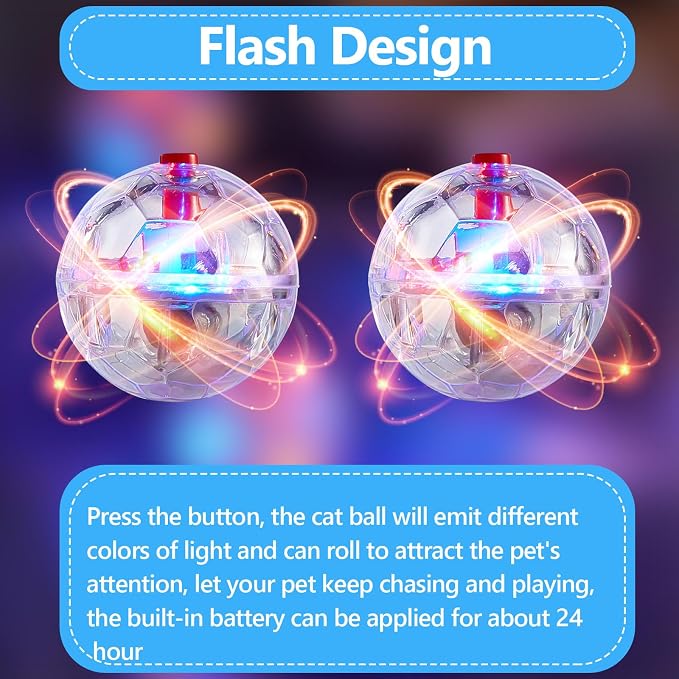 Frienda 4 Pcs Light up Cat Ball LED Motion Ghost Hunting Cat Ball(Clear) | Interactive LED Toy for Cats, Glowing Exercise with Motion Activated, Ghost Hunting Pet Indoor Play, Mini Running Ball