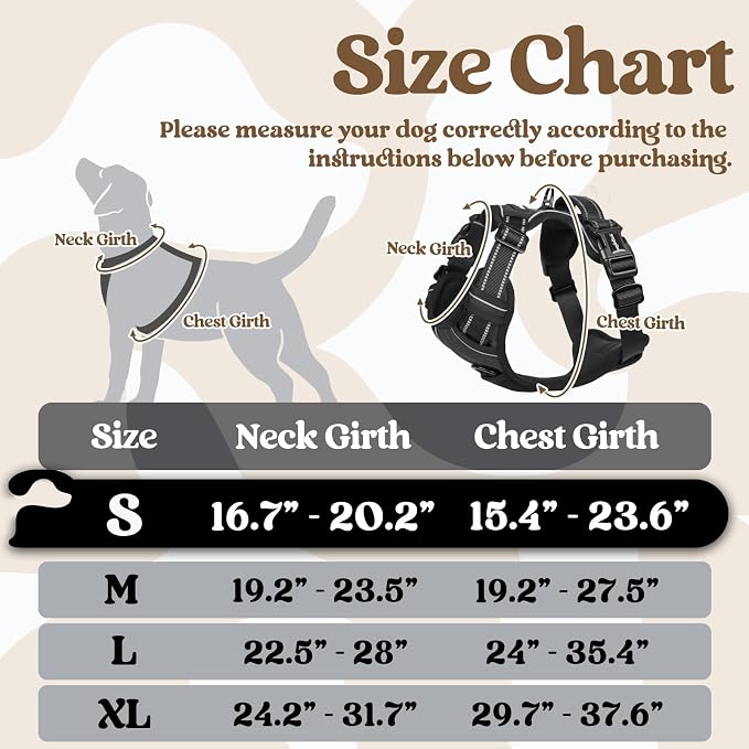 rabbitgoo Dog Harness Small Sized, Updated Easy On & Off with 3 Buckles | No Pull No Choke, Walking with 2 Clips and Handle, Adjustable Soft Reflective, Black, Small