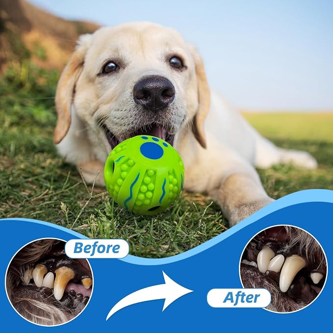 Spiky Interactive Dog Toys Ball, Wave, L, 3.94 in (10 cm) | Shaking with Gibbering Sound, Training, Teeth Cleaning, Herding