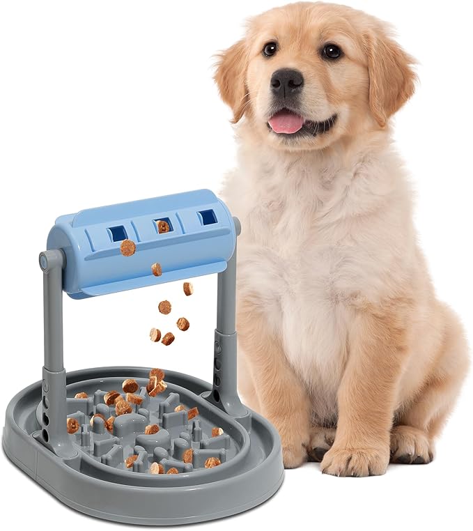 Upgraded Adjustable Slow Feeder Dog Bowl – Interactive Puzzle Food Dispensing Toy for Small/Medium Dogs, Relieves Anxiety and Boredom, Enhances IQ Training
