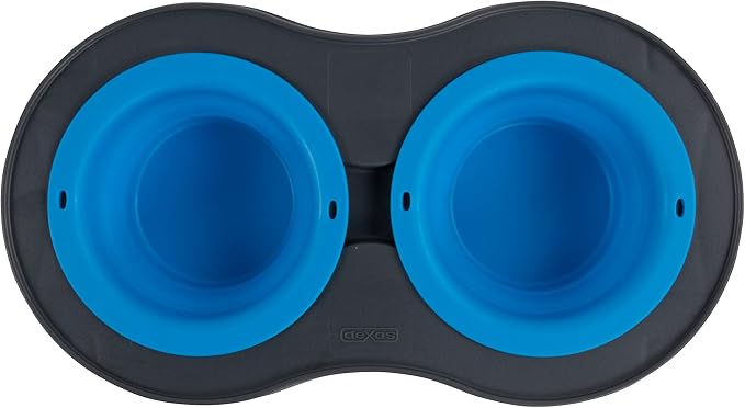 Dexas Pets Double Elevated Pet Feeder, Pro Blue, Small/1 Cup Capacity Bowls (PW1004322194)