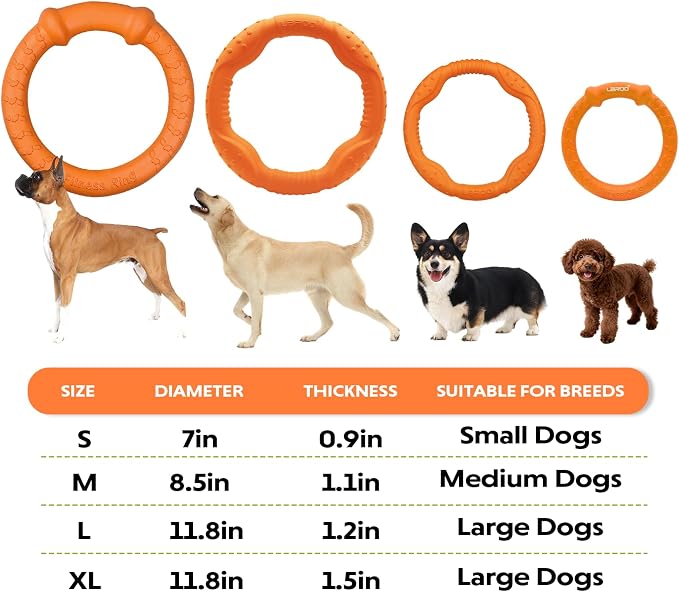 LaRoo Dog Flying Ring Toy, Floating, Medium, Orange, 22cm