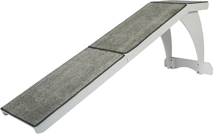 PetSafe CozyUp Wooden Pet Bed Ramp, White | Durable Wood Ramp with High-Traction Carpet Surface, for Small Dogs & Senior Dogs/Cats Up to 120 Lb, 70"L x 16"W x 25"H