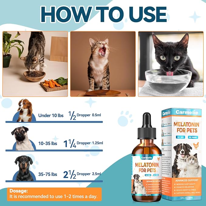 Melatonin for Dogs & Cats, Sleep Relaxation Calm Support Chicken Flavor