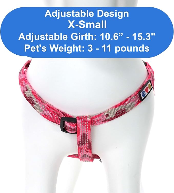 Pawtitas Reflective Step-in Dog Harness – Adjustable No-Pull Vest for Puppies to Seniors, Safe & Comfortable, XS Camo Pink