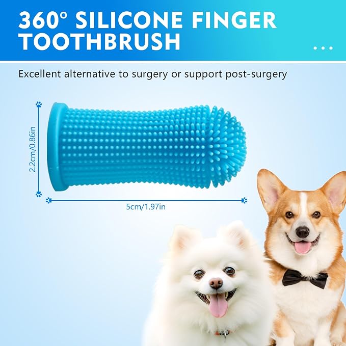 12 Pack Food Grade Silicone Finger Pet Toothbrushes Kit for Dogs Cats Dental Care Teeth Cleaning 360° Dog Finger Toothbrush