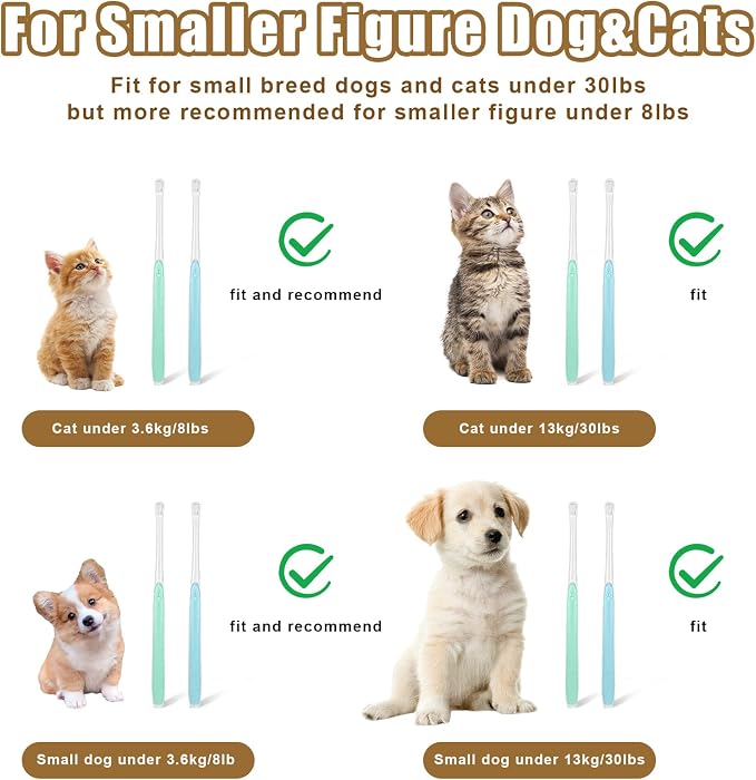 2 Pcs Puppy Toothbrush, Soft Bristles Small Dog Toothbrush, Toothbrushs for Dogs Cats Sensitive Teeth, Smooth Bristles Head Tooth Brush Deep Clean Kit for Puppy, Kitten, Small Dog & Cat