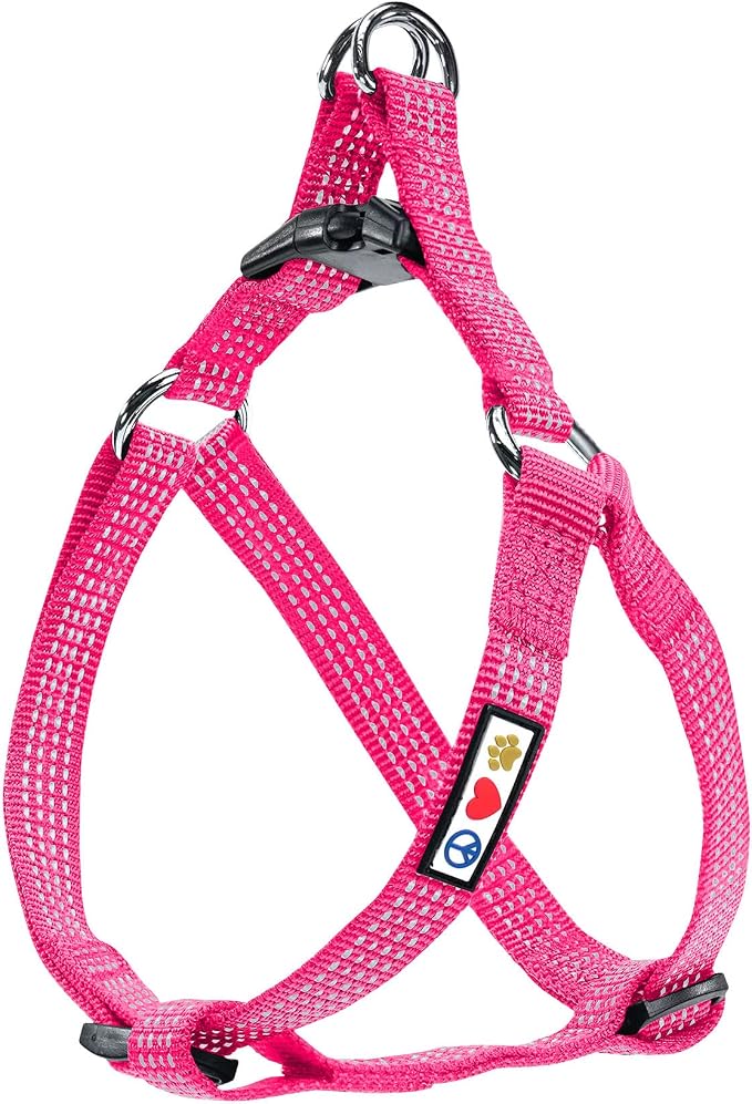 Pawtitas Reflective Step-in Dog Harness – Adjustable No-Pull Vest for Puppies to Seniors, Safe & Comfortable, M Pink