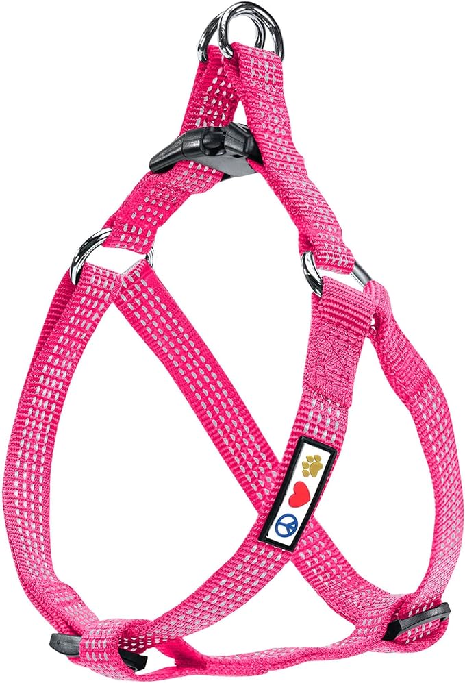 Pawtitas Reflective Step-in Dog Harness – Adjustable No-Pull Vest for Puppies to Seniors, Safe & Comfortable, L Pink