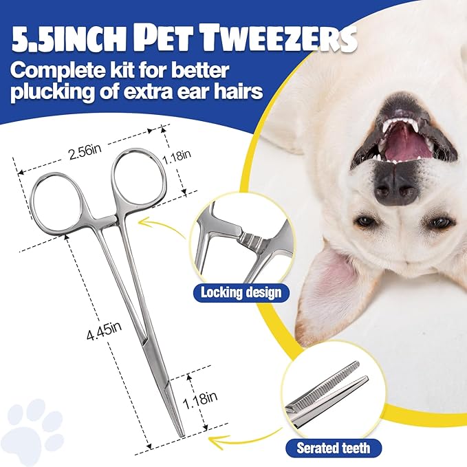 Upgraded Dog Ear Powder with 5.5 Inch Hair Removal Tool