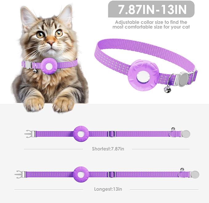 Cat Tracker, Lightweight Pet Tracker for Cats, Cat GPS Tracker Compatible with Apple Find My App(Only iOS), Real-Time Tracking, No Monthly Fee, Waterproof