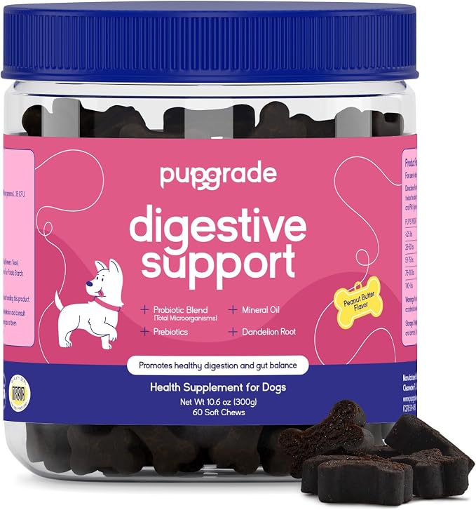 PupGrade Digestive Support for Dogs, Peanut Butter Flavor - 60 Soft Chews