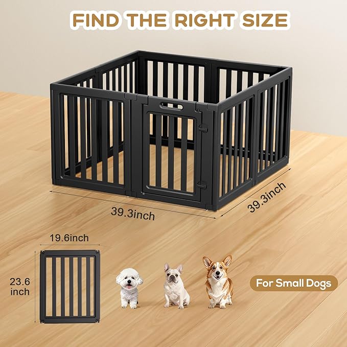 Dog Playpen, Clear Dog Pen, Dog Pen Indoor, Easy to Install and Remove Dog Play Pen, Puppy Playpen Suitable for Dogs, Cats,Dog Playpen Indoor(Black, 23.6 Inch Height, 8 Panels)