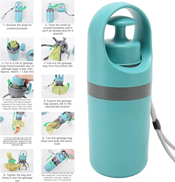 Portable Dog Poop Scoop, Sanitary Dog Waste Scooper with Bag Dispenser, Practical Pet Waste Cleaner for Walkers