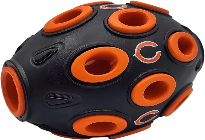 First NFL Chicago Bears Football Treat Dispensing Toy for Dogs and Cats, Interactive Fun, Natural Rubber