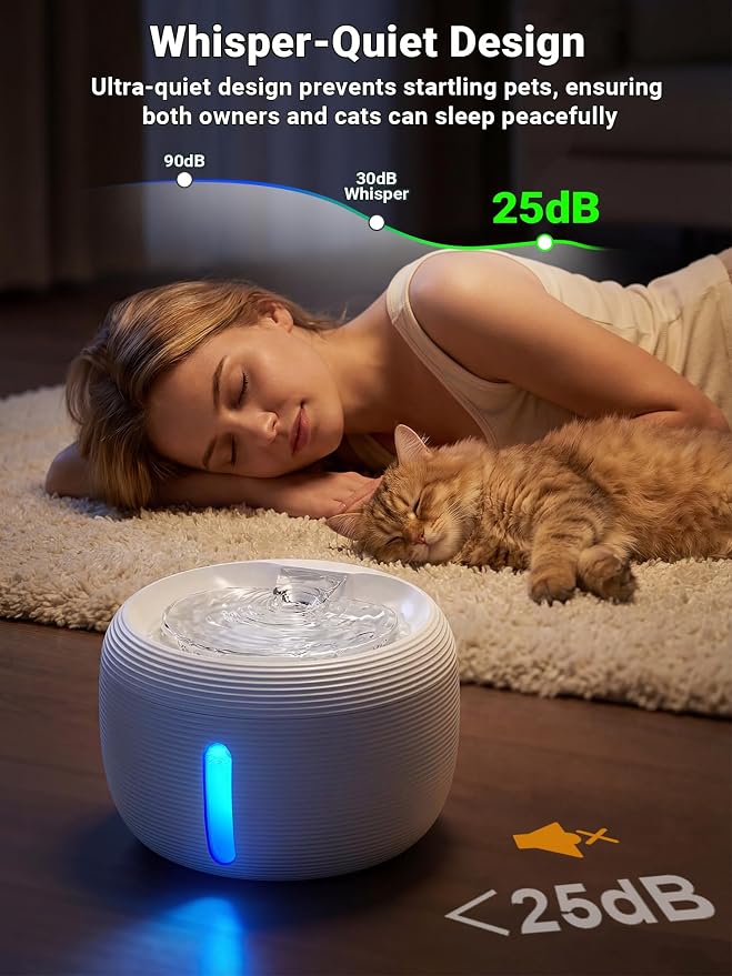 Kastty Cat Water Fountain:3.5L Cat Fountain for Drinking-White Pet Water Fountain for Cats Indoor-Quiet Cat Water Dispenser with Visual Water Level - Pets Watering Supplies for Small Animals FS77