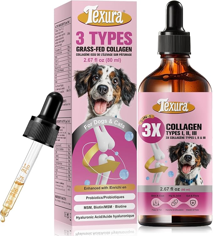 Grass-Fed Hydrolyzed Liquid Collagen for Dogs & Cats | Collagen Supplements for Dogs, Daily Nutritional Support for Healthy Hip, Joint, Skin & Coat, Dropper Supplement for Pets of All Ages