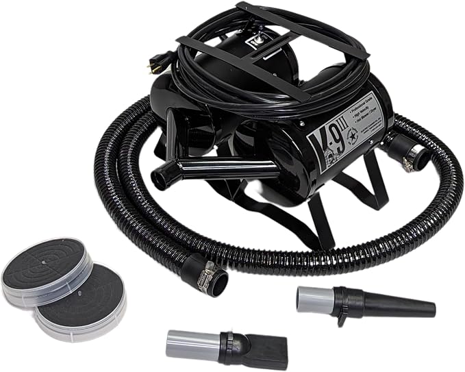 Electric Cleaner Company K9 III Dog Blow Dryer - High Power Grooming Dryer, Heavy Duty, 10' Hose, Deshedding, Matte Black