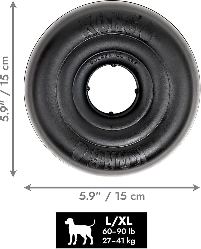KONG Extreme Donut, Durable Natural Rubber Chew Toy, for Large/X-Large Dogs | Made from KONG's Toughest Natural Rubber for Power Chewers, Safe on Teeth & Gums with a Fun Bounce & Roll