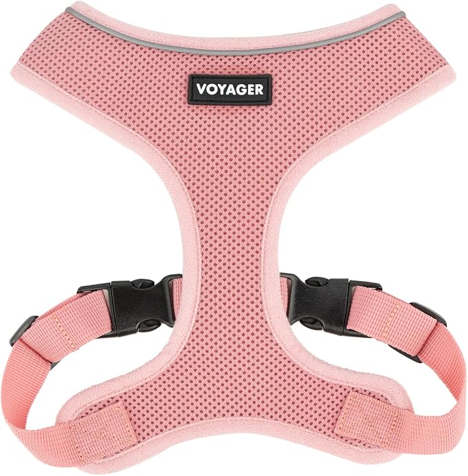 Best Pet Supplies Voyager Aerolite Over the Head Dog Harness, No Pull Breathable Air Mesh Vest, Quick Dry with Reflective Stitching, Adjustable Escape Resistant Harness - Pink, X-Small