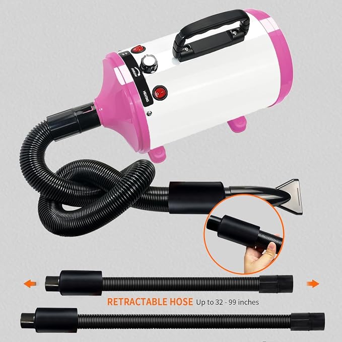 Dog Dryer,High Velocity Professional Dog Grooming Dryer | Adjustable Temperature and Speed with 4 Different Nozzles
