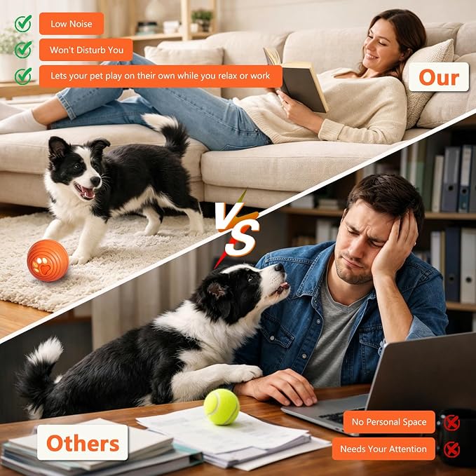 Automatic Interactive Dog Toys Ball with 4 Play Modes for Small Medium Dogs | Vibrating Dog Ball with 4 Play Modes, Moving & Bouncing Ball for Dogs, Smart Self Rolling Dog Toy for Small Medium Dogs