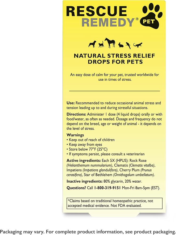 Bach Rescue Remedy Pet Dropper - 20mL, Pack of 2 - Stress & Tension Support for Dogs & Cats Natural Flower Essences - Sedative-Free, Homeopathic Liquid Formula - for All Breeds, Ages & Weights