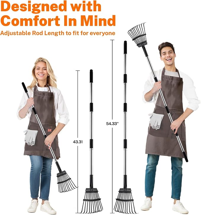 Toozey Dog Pooper Scooper for Large Dogs — 54" Extra Long Handle Poop Scooper for Yard Use, Extra Large Metal Tray & Bag Holder | Easy Cleanup for All Dog Sizes with 20 Bags