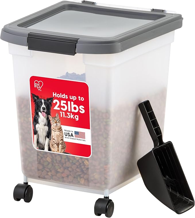 IRIS USA Dog Food Storage Container, Up to 25 lbs, White