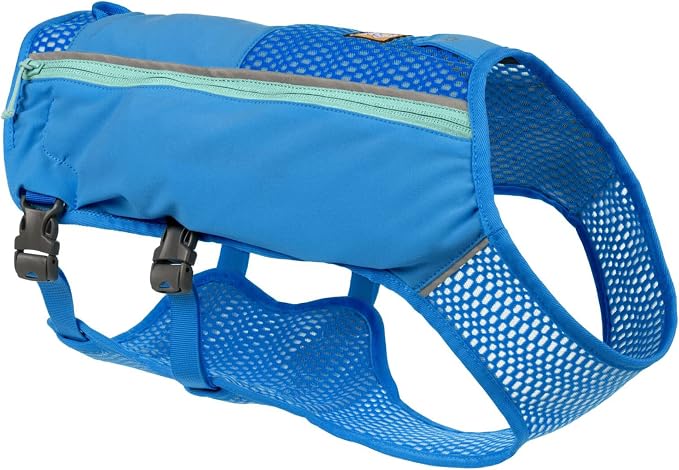 Ruffwear, Trail Runner Running Vest, Performance Dog Running Harness with Hydration Flasks, Reflective Trim & Light Loop, Lightweight Bounce-Free Running Dog Pack, Blue Pool, Small