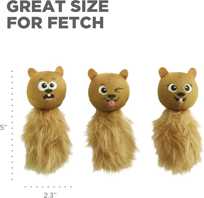 Outward Hound by Nina Ottosson Plush Replacement Chipmunk Toys for Snuffle N' Treat Dog Ball Puzzle - 3 Pack