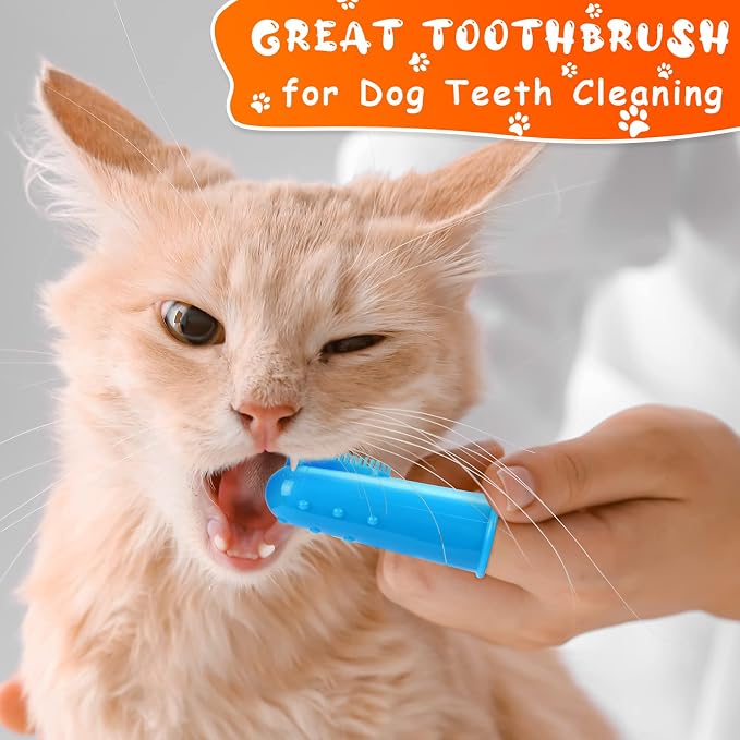 Nuogo 80 Pack Bulk Dog Toothbrush Soft Finger Brushes, Pet Finger Toothbrush for Easy Teeth Cleaning, Soft Dental Care Brush for Dogs, Small Cats and Puppies