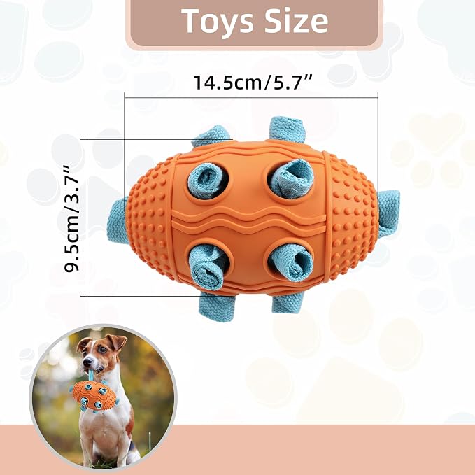 Interactive Dog Toy, Food Dispensing Puzzle Toy for Boredom Relief (Orange) | Designed with a Textured Rubber Surface and Multiple Openings for Treats or Kibble, Training Activities and Chew
