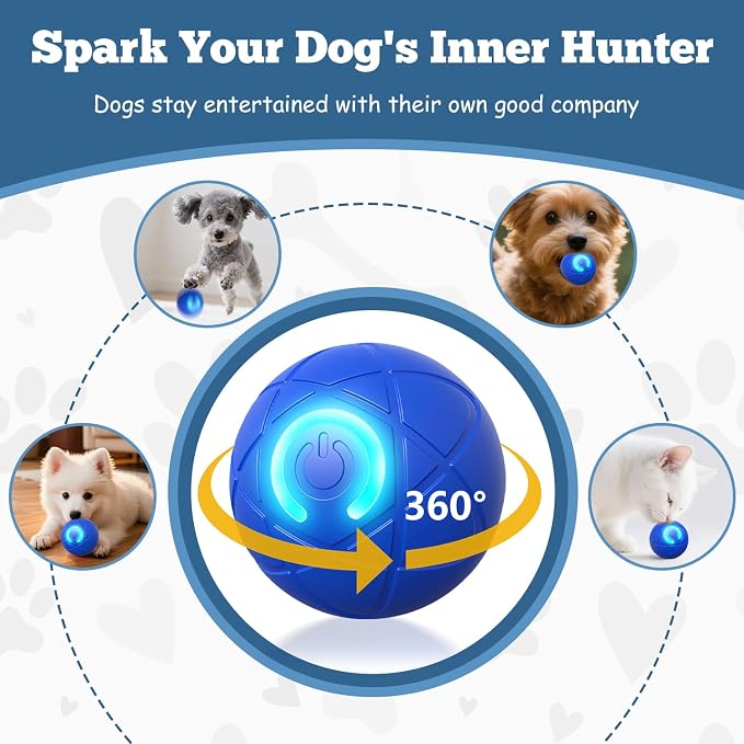 2 PCS Interactive Dog Ball, [2026 Newly Upgraded] Automatic Moving & Bouncing Dog Toy to Keep Them Busy,Pet Vibrating Ball for Dogs/Cats, Durable Pet Balls for Small&Medium Dogs(Blue & Orange)