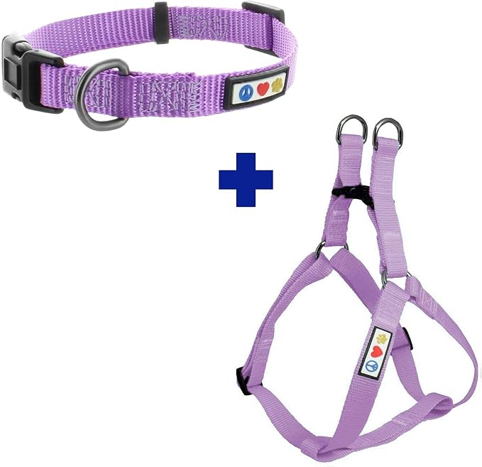 Pawtitas Value Bundle Set | Medium Dog Harness + Medium Dog Collar – Orchid Set