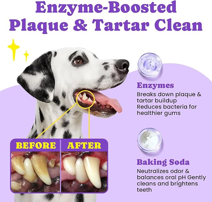 No-Rinse Dog Dental Care Wipes, Cat & Dog tooth brushing kit, Dog Wipes for Pet & Cat Teeth Cleaning, Dog toothbrush Finger Dental Wipes to Remove Plaque & Tartar, Disposable Dog Wipes - 50 Count