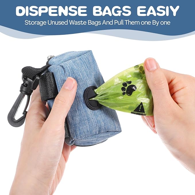 Yuanchu 3 Pcs Dog Poop Bag Dispensers, Dog Waste Bag Holder for All Leash Attachment Puppy Poop Bag Dispenser Zipper Pouch with Carabiner Clip for Cats Dogs Pet