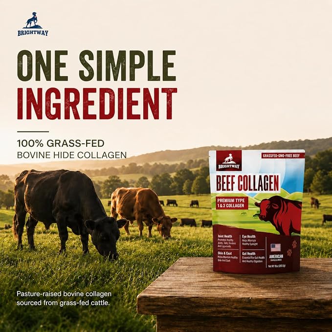 Grass fed Collagen for Dogs - Supports Health Skin & Coat, Hip, Joint Care & Cartilage Support + Skin Health and Mobility, 100% All Natural Collagen